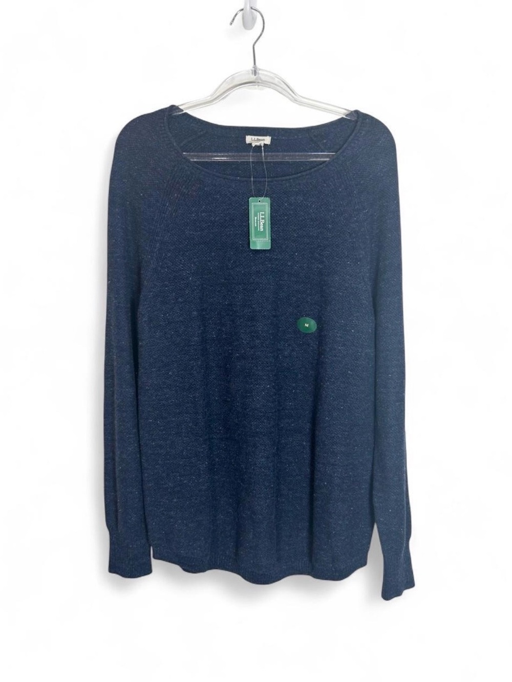 NEW LL Bean Sweater Men’s M Navy Blue 100% Cotton Knit Textured Preppy Casual